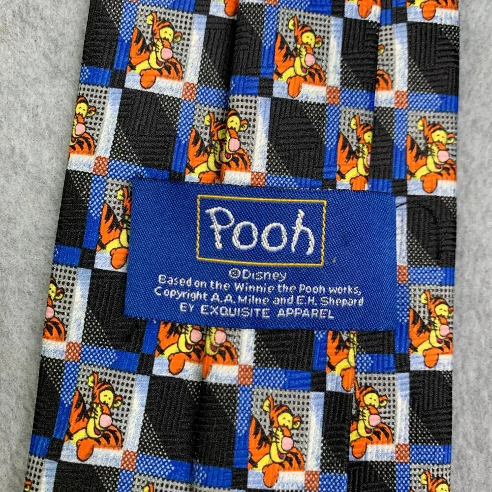 Disney Pooh Tigger Tie All Over Print Blue Black Mens